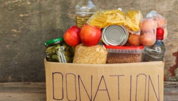 Donation box with food.